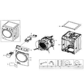 Main Assembly Diagram and Parts List for WF511ABW XAA-0001 Samsung Washer