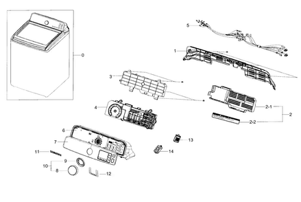 Control Panel Diagram and Parts List for WA48H7400AP A2-0000 Samsung Washer