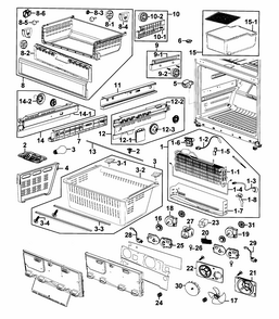 Freezer Diagram and Parts List for RF268ACPN XAA-0001 Samsung Refrigerator