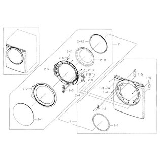 Frame Front & Door Diagram and Parts List for DV331AER XAA-0000 Samsung Dryer