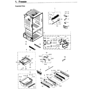 Freezer Diagram and Parts List for RF263BEAESR AA-03 Samsung Refrigerator