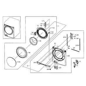 Front / Door Assembly Diagram and Parts List for WF511ABW XAA-02 Samsung Washer