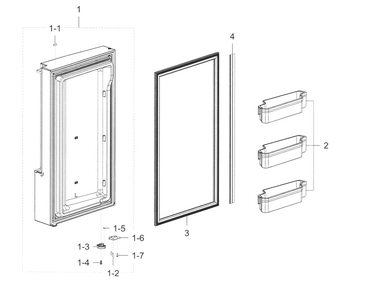 Freezer Door L Diagram and Parts List for RF32FMQDBSR AA-0006 Samsung Refrigerator