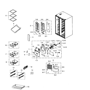 Fridge Diagram and Parts List for RS265TDBP XAA-0002 Samsung Refrigerator
