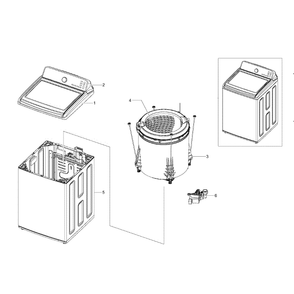 Main Assembly Diagram and Parts List for WA422PRHDWR AA-0000 Samsung Washer