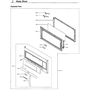 Door Diagram and Parts List for ME21H706MQB AA-01 Samsung Microwave Oven Combo