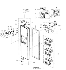 Left Door Diagram and Parts List for RS25H5111BC AA-0001 Samsung Refrigerator