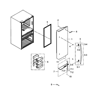 Right Door Diagram and Parts List for RF31FMEDBBC AA-0003 Samsung Refrigerator