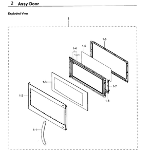 Door Diagram and Parts List for SMH1611B XAA-0000 Samsung Microwave