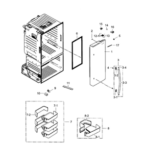 Fridge Right Door Diagram and Parts List for RF263TEAESR AA-01 Samsung Refrigerator