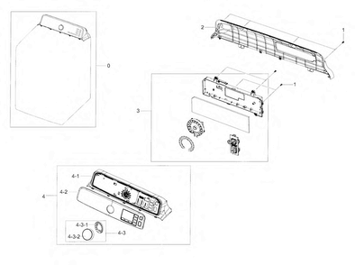 Control Panel Diagram and Parts List for DV48J7700GW A2-0001 Samsung Dryer