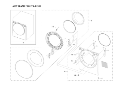 Front Frame/Door Assembly Diagram and Parts List for DVE45T6000W A3-00 Samsung Dryer