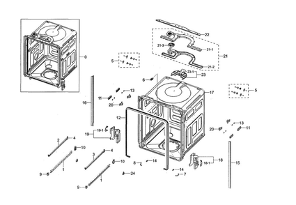 Tub Diagram and Parts List for DW80K7050UG AA-02 Samsung Dishwasher