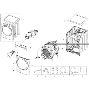 Main Assembly Diagram and Parts List for WF45H6300AW A2-00 Samsung Washer