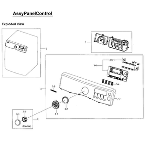 Control Panel Diagram and Parts List for DV405ETPASU AA-0001 Samsung Dryer