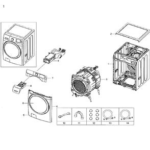 Main Assembly Diagram and Parts List for WF42H5200AP A2-01 Samsung Washer