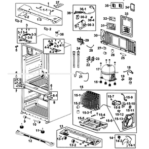 Cabinet Diagram and Parts List for RFG237AAWP XAA-0003 Samsung Refrigerator
