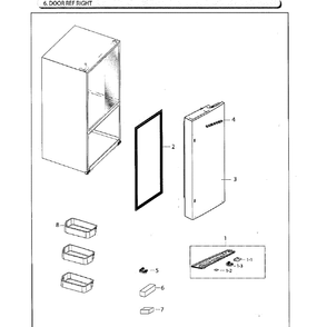 Door-Ref R Diagram and Parts List for RF260BEAESG AA-02 Samsung Refrigerator