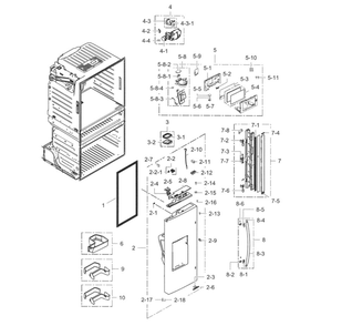 Fridge Door L Diagram and Parts List for RF28HMELBSR AA-08 Samsung Refrigerator