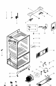 Cabinet Diagram and Parts List for RF268ACWP XAA-0001 Samsung Refrigerator