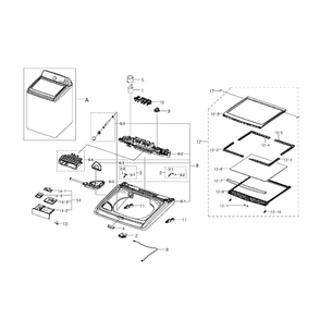 Top Cover Diagram and Parts List for WA456DRHDSU AA-02 Samsung Washer