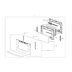 Door Assembly Diagram and Parts List for NX58F5700WS AA-0001 Samsung Range