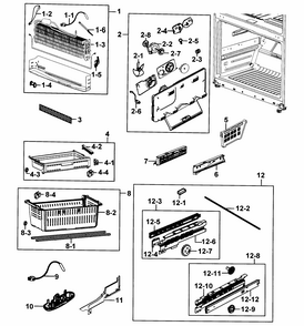 Freezer Diagram and Parts List for RF25HMEDBBC AA-0000 Samsung Refrigerator