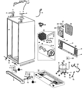 Cabinet Parts Diagram and Parts List for RS2630WW XAA Samsung Refrigerator