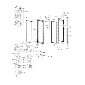 Fridge Door Diagram and Parts List for RH29H9000SR AA-0001 Samsung Refrigerator