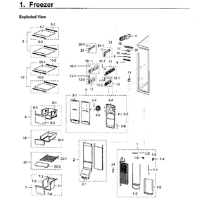 Freezer Diagram and Parts List for RH22H9010SR AA-05 Samsung Refrigerator