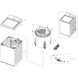 Main Asy Diagram and Parts List for WA48H7400AW A2-0000 Samsung Washer