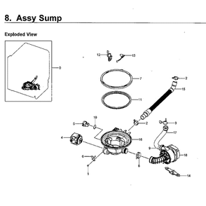 Pump Diagram and Parts List for DW80M9550US AA-0000 Samsung Dishwasher