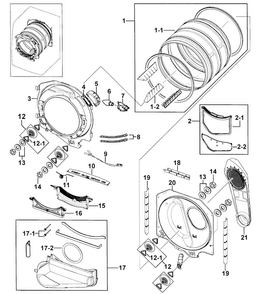 Drum Assy Diagram and Parts List for 40289032012  Kenmore Dryer