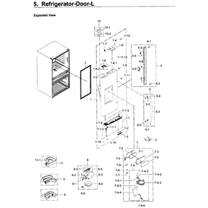 Fridge Door L Diagram and Parts List for RF30KMEDBSG AA-0000 Samsung Refrigerator