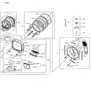 Drum Parts Diagram and Parts List for DV48J7700GW A2-0001 Samsung Dryer
