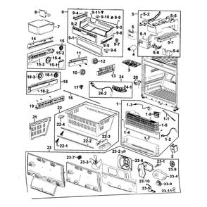 Freezer Diagram and Parts List for RF266AZPN XAA-0000 Samsung Refrigerator