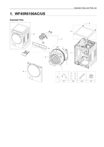 Main Unit Assembly Diagram and Parts List for WF45R6100AC US-02 Samsung Washer