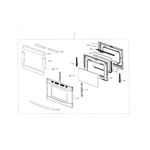 Door Diagram and Parts List for NX58F5500SB AA-01 Samsung Range