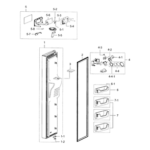 Freezer Door Diagram and Parts List for RS25H5000SR AA-0001 Samsung Refrigerator