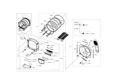 Drum Diagram and Parts List for DV5471AEW XAA-0000 Samsung Dryer