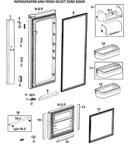 Right Doors Diagram and Parts List for RM255LASH XAA-0000 Samsung Refrigerator