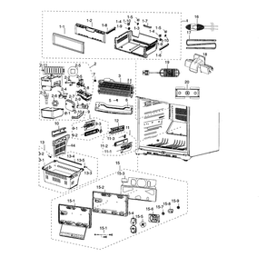 Freezer Diagram and Parts List for RF20HFENBSR AA-0000 Samsung Refrigerator