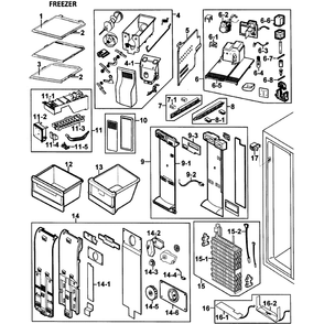 Freezer Diagram and Parts List for RH269LBSH XAA-0000 Samsung Refrigerator