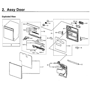 Door Diagram and Parts List for DW80J7550UG AA-02 Samsung Dishwasher