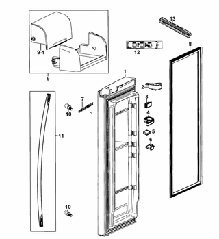 Door Right Diagram and Parts List for RF266AERS XAA-00 Samsung Refrigerator