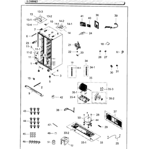 Cabinet Diagram and Parts List for RH25H5611WW AA-02 Samsung Refrigerator