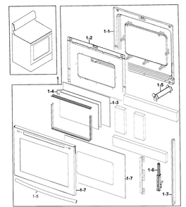 Door Assy Diagram and Parts List for NE595R0ABWW AA-0000 Samsung Range