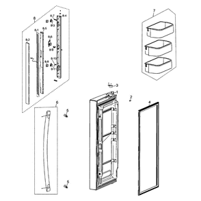 Left Door Diagram and Parts List for RF263AEBP XAA-00 Samsung Refrigerator
