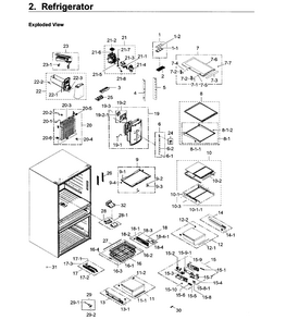 Refrigerator Diagram and Parts List for RF30KMEDBSR AA-0001 Samsung Refrigerator