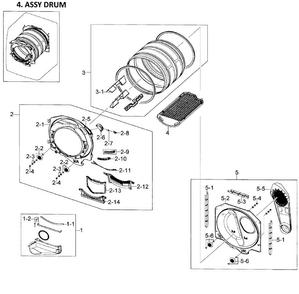 Drum Assy Diagram and Parts List for DV448AEP XAA-0002 Samsung Dryer